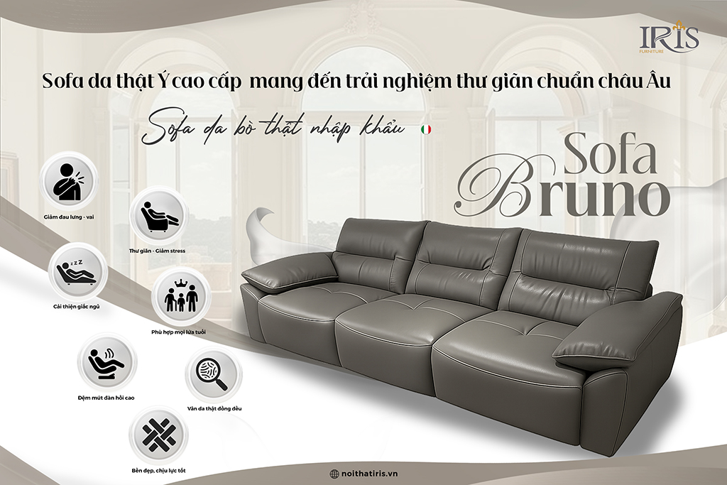 Sofa Da Đức Có Chỉnh Điện Bruno 11 Sofa cao cấp mang đến trải nghiệm thư giãn chuẩn Châu Âu