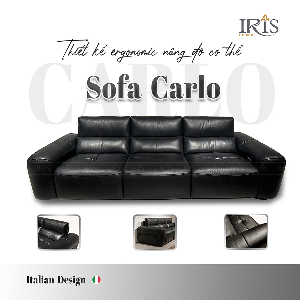Sofa Da Thật Cao Cấp Carlo 7 Ghế sofa Carlo với thiết kế công thái học nâng đỡ cơ thể