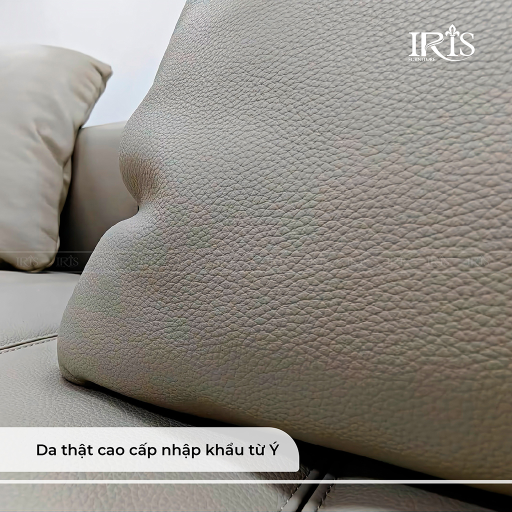 Sofa Da Thật Cao Cấp Freeman 11 Da bò Ý có khả năng chống thấm nước và chống bụi bẩn tốt