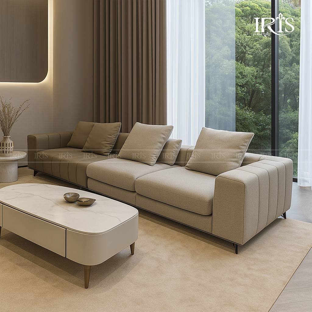 Sofa Da Thật Cao Cấp Freeman 12 Ghế với thiết kế hiện đại toát lên sự sang trọng cao cấp