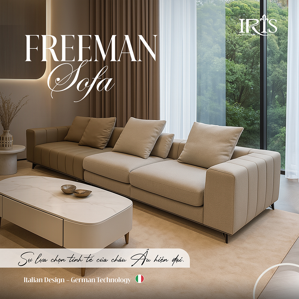 Sofa Da Thật Cao Cấp Freeman 8 Ghế sofa Freeman thể hiện sự hiện đại và tinh tế của trời Âu
