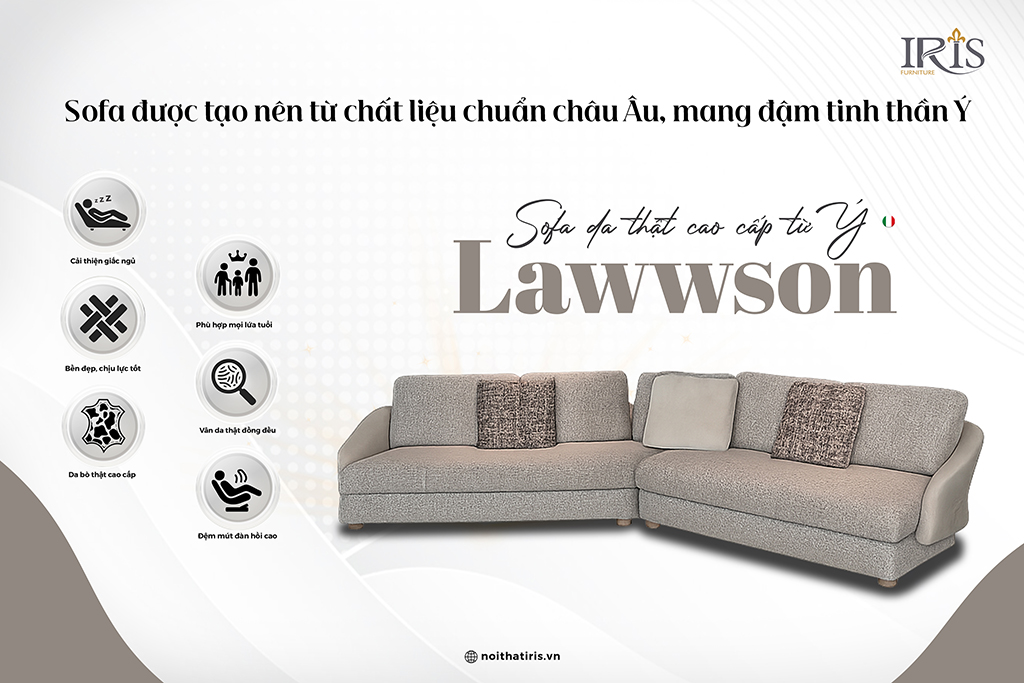 Sofa da bò thật Lawson Minotti 14 Sofa được làm từ chất liệu Châu Âu mang đậm nét tinh thần Ý